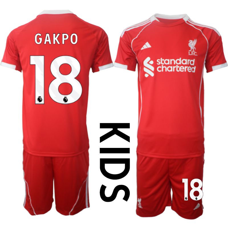 Youth 2025-2026 Season Club Liverpool home red 18 Soccer Jersey